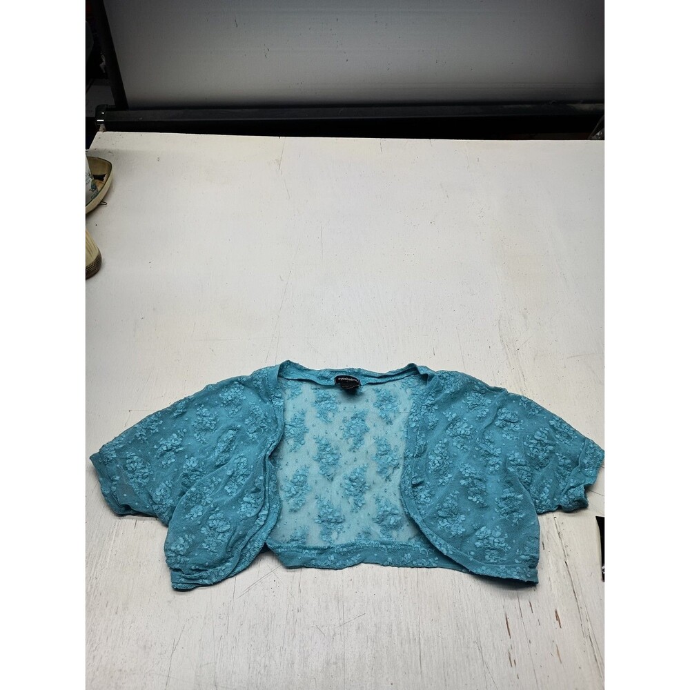 Eyeshadow Short Sleeves Sheer Floral Pattern Cropped Top Size Large NWT